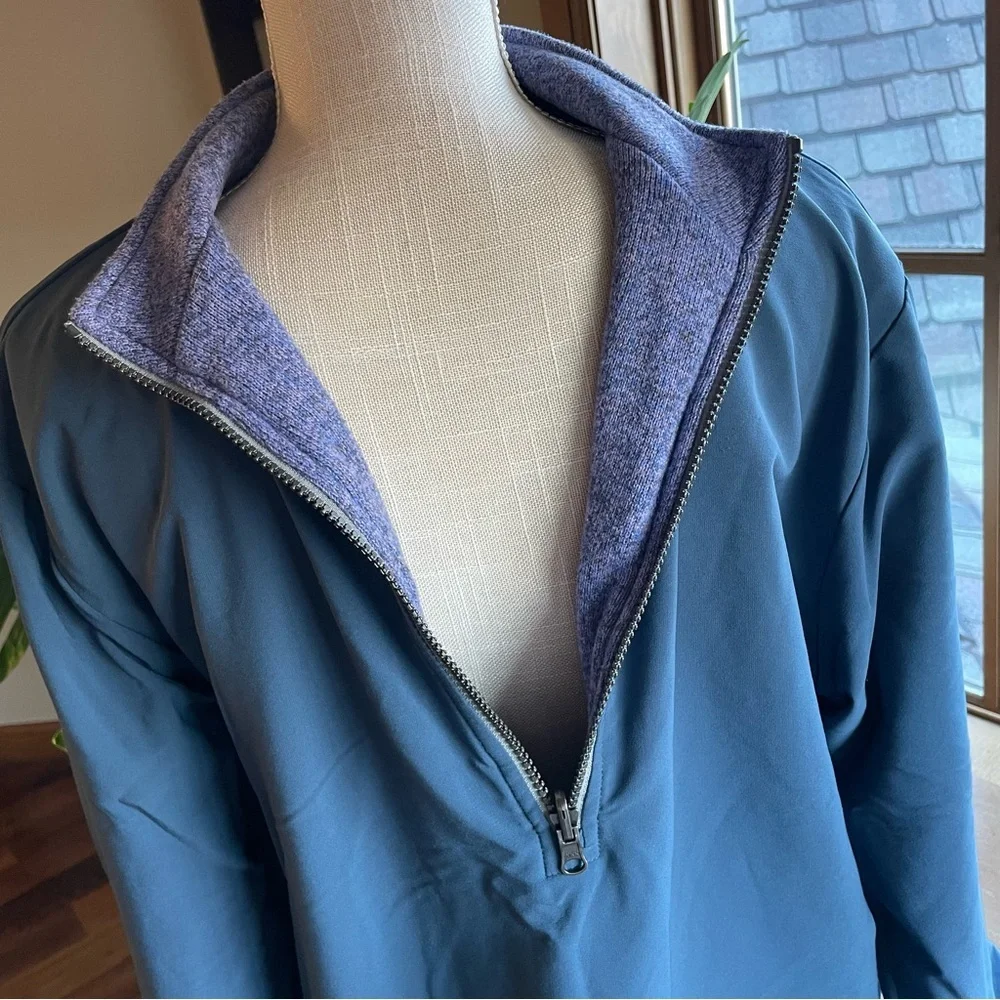 Peter Millar Men's Slate Blue Quarter Zip Reversible Windbreaker Pullover size L
